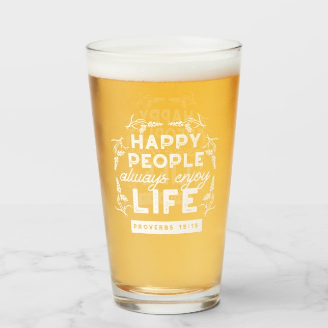 Verre Inspirational Christian Quote from Proverbs 15:15 (Devant (rempli))