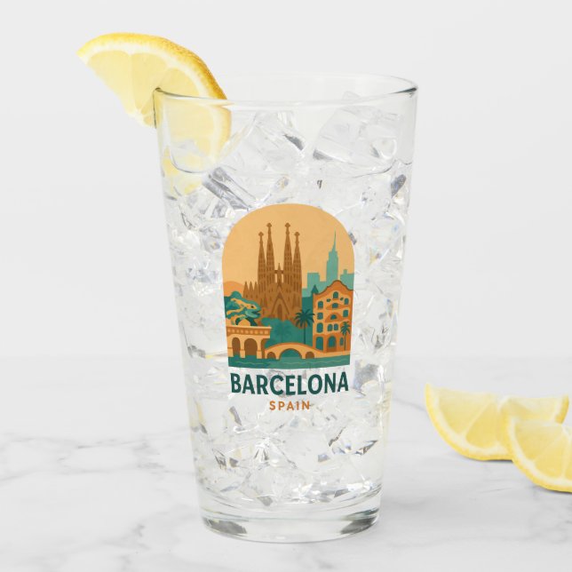 Verre intage Barcelona Spain Sagrada Familia Glass  (Devant glace)