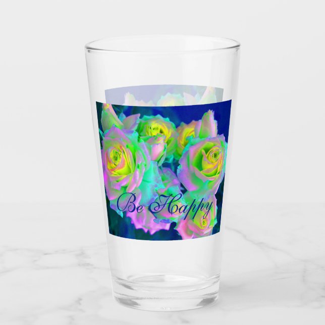 Verre Iridescente esthétique Roses précoces Soyez heureu (Devant)