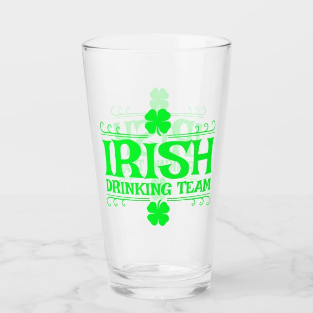 Verre Irish Drick Team, Lucky, Shamrock, Green Beer, (Devant)