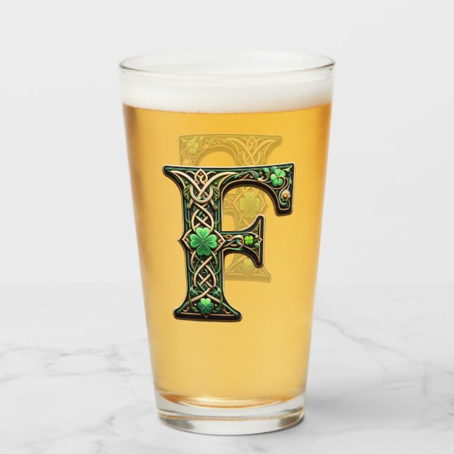 Verre Irish F Monogram Pint Glass (Devant (rempli))