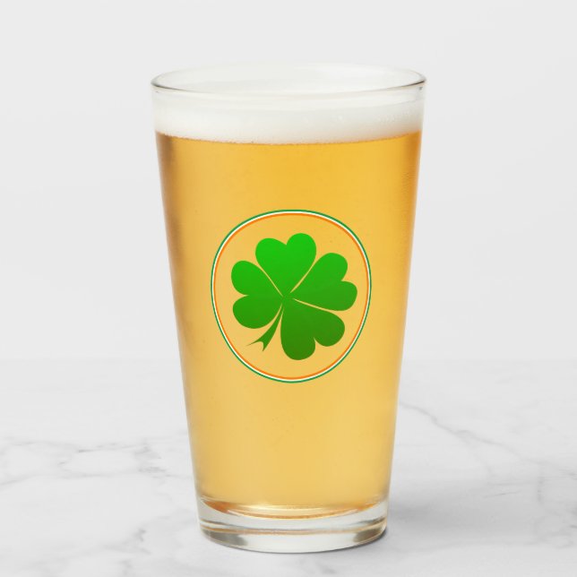 Verre Irish Flag, Shamrock, Irlande party, St Patrick (Devant (rempli))