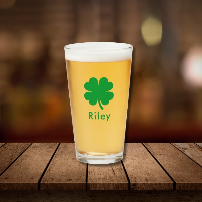 Verre Irlandais Clover Personnalisé Monogramme Nom Bière (Créateur téléchargé)