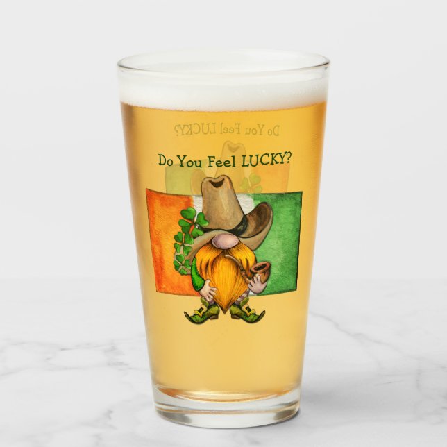 Verre Irlandais Cowboy Gnome Vous Sentez Lucky (Devant (rempli))
