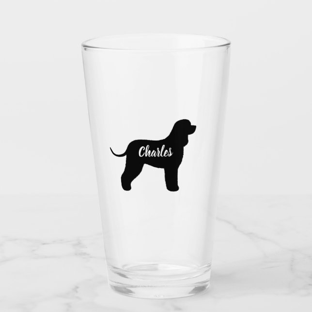 Verre Irlandais Eau Spaniel Chien Silhouette Personnalis (Devant)