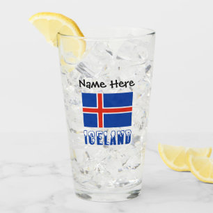 Verre Islande et Drapeau islandais avec votre nom