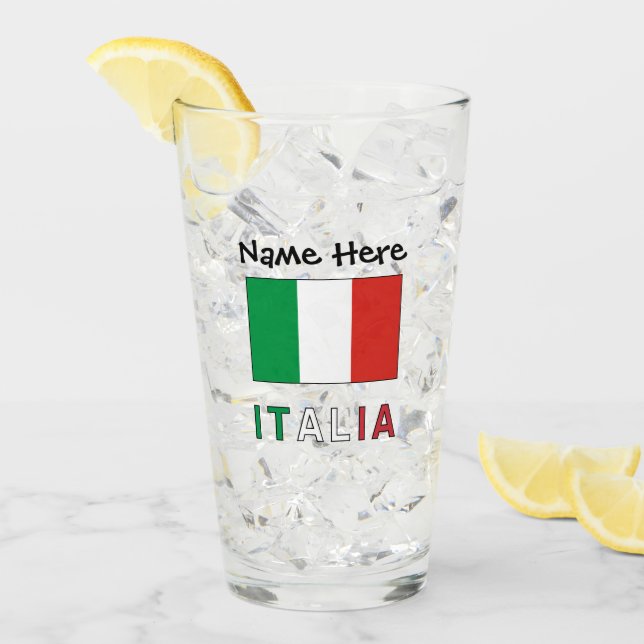 Verre Italia e Bandiera Italiana Personnalisé (Devant glace)