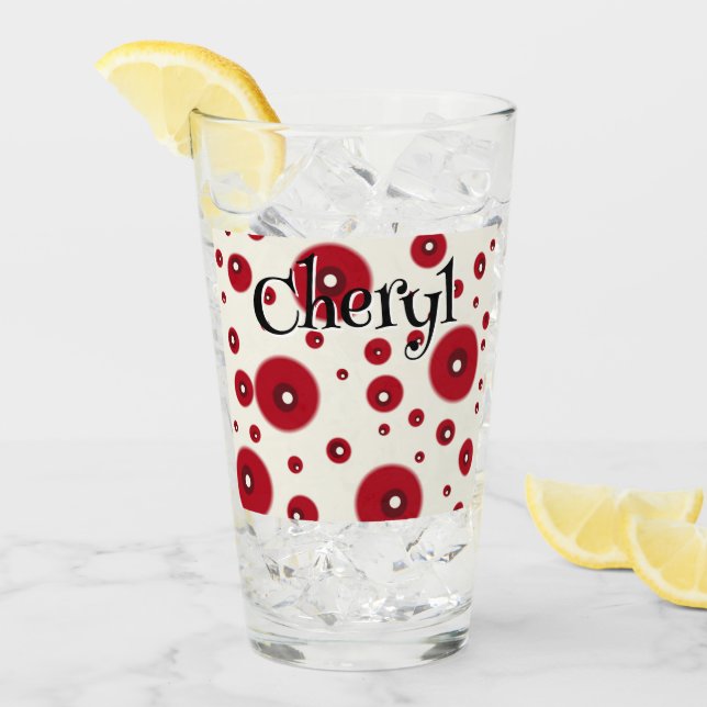 Verre Ivory Red Dots Funky Whimsical Circle Pattern  (Devant glace)