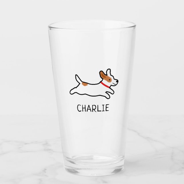Verre Jack Russell Terrier Cartoon Chien Personnalisé (Devant)