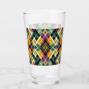 Verre Jacquard Mardi Gras jaune violet vert