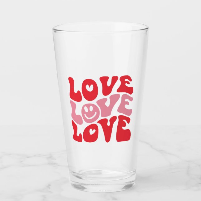 Verre J'adore la Saint-Valentin Groovy Vacances drôles  (Devant)