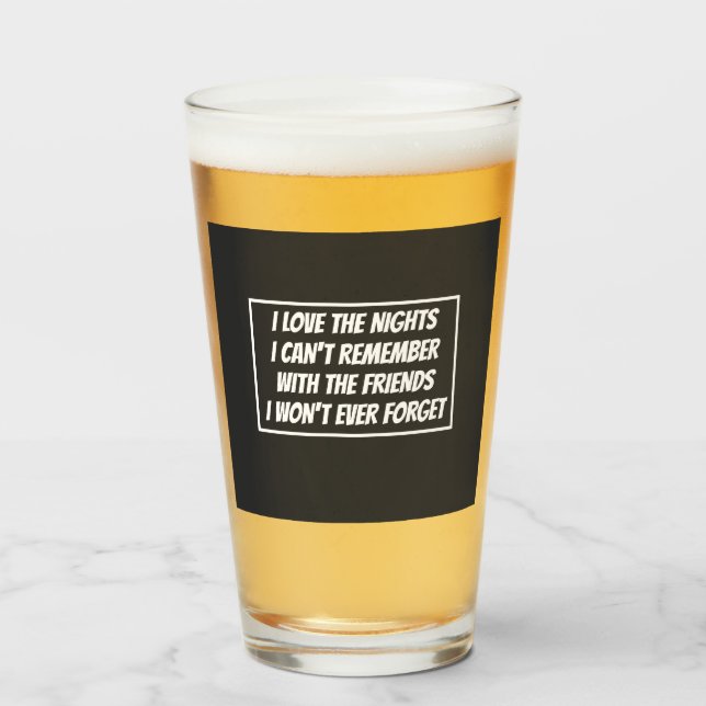 Verre J'adore les nuits dont je ne me souviens pas (Devant (rempli))