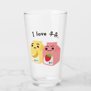 Verre J'aime 우 유. (uyu) coréen banane et lait de fraise