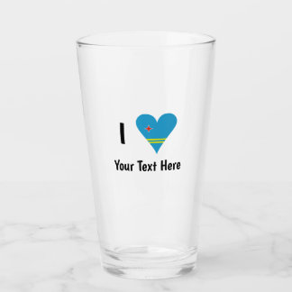 Verre J'aime (Drapeau cœur d'Aruba) Personnalisé