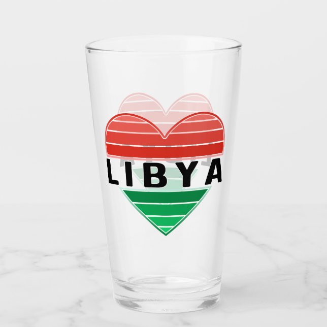 Verre J'aime la Libye, le coeur libyen (Devant)
