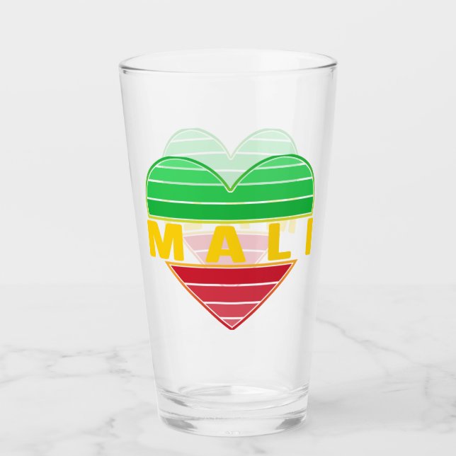 Verre J'aime le Mali, coeur malien (Devant)