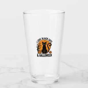 Verre J'aime les chats noirs Halloween Vintage Design de
