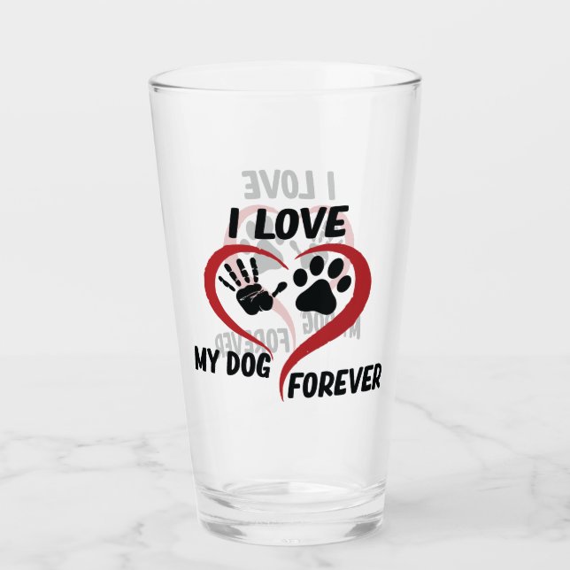 Verre J'aime mon chien jeter l'oreiller (Devant)