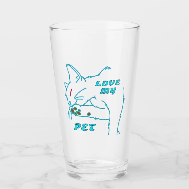 VERRE J'AIME MON CUTE AQUA PET CAT (Devant)