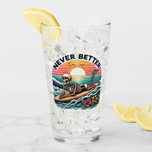 Verre Jamais mieux - Skeleton Surfing Sunset Wave Design