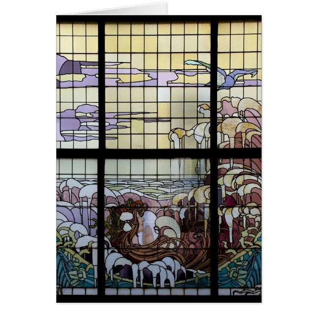 Verre Jardin Art Nouveau Mer Scène (Devant)