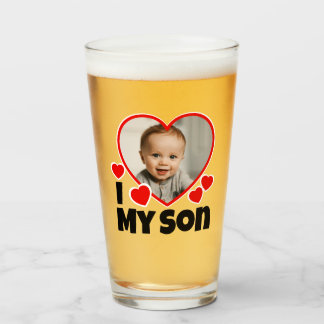 Verre Je Coeur Mon Fils Bière Photo Personnalisée