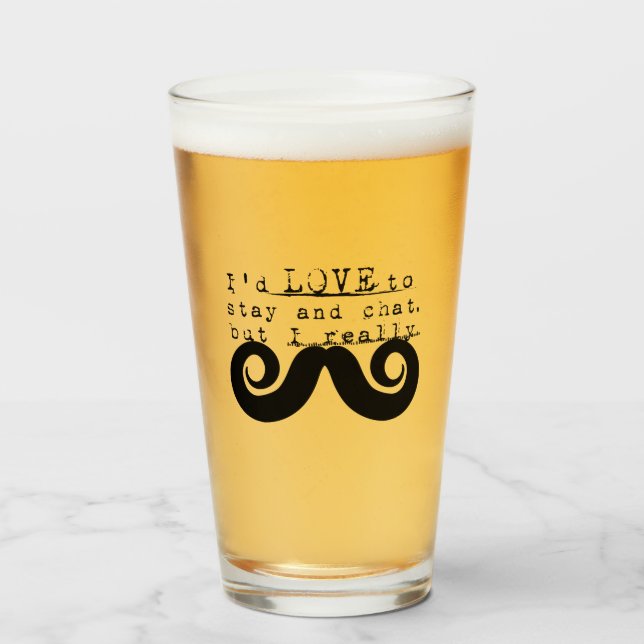 Verre Je Dois Amuser avec de l'Humour Moustache (Devant (rempli))