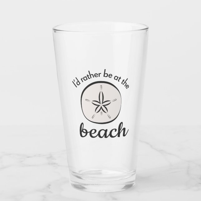 Verre Je préférerais être à la plage (Devant)