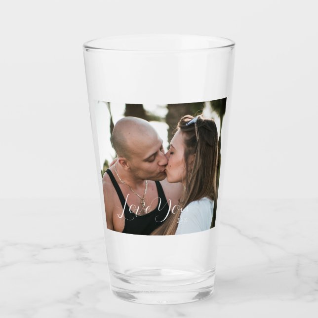Verre Je t'aime, couple d'amour (Devant)