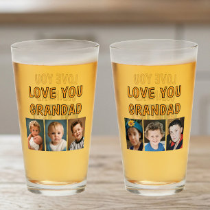 Verre Je t'aime Grand-père 6 photos bière orange
