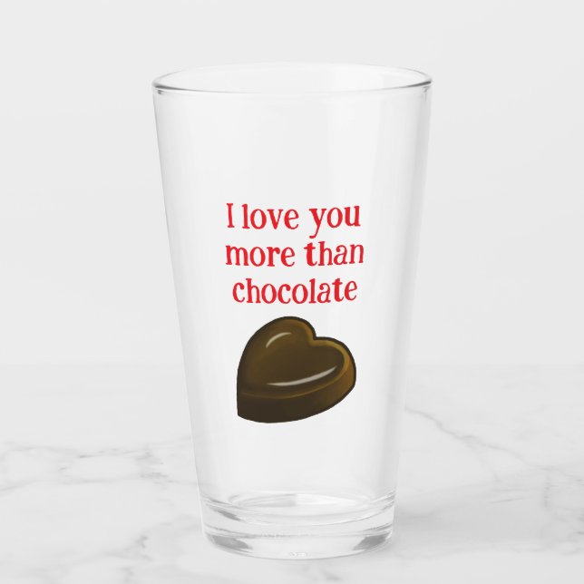 Verre Je t'aime plus que le chocolat (Devant)