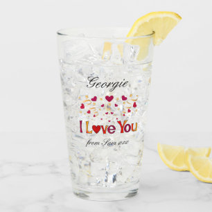 Verre JE T'AIME Rouge Coeur Or Ruban Vintage Valentine