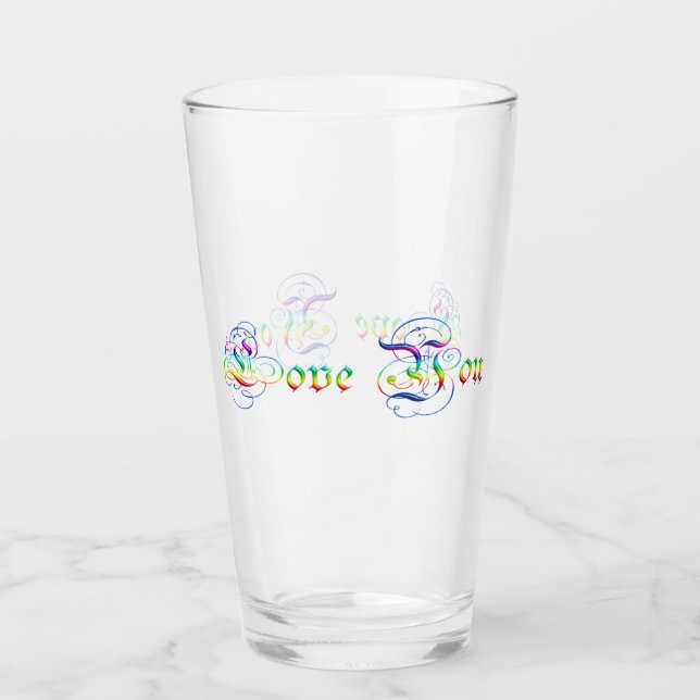 Verre Je t'aime. Texte drôle de gradient (Devant)