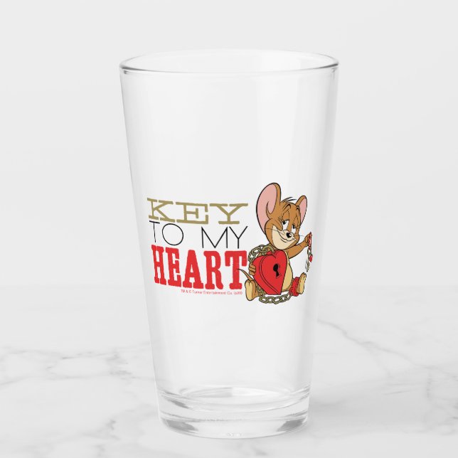Verre Jerry Mouse "Key To My Heart" Valentine (Devant)