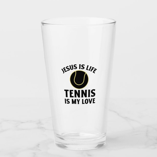 Verre Jésus est le tennis de vie est mon amour (Devant)