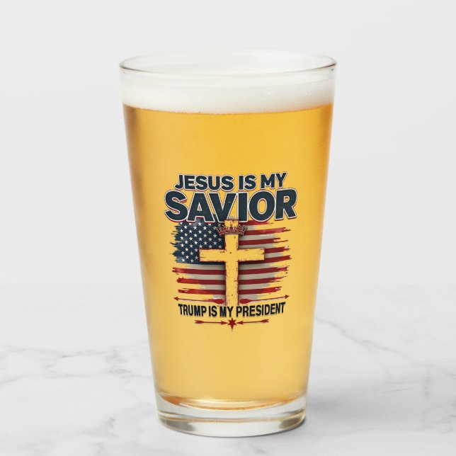 Verre Jésus est mon sauveur Trump est mon président drôl (Devant (rempli))