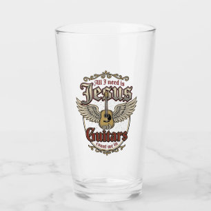 Verre Jésus et guitares Guitare chrétienne vintage