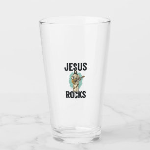 Verre Jésus Rocks Guitare Gravure Chrétienne Vintage Des