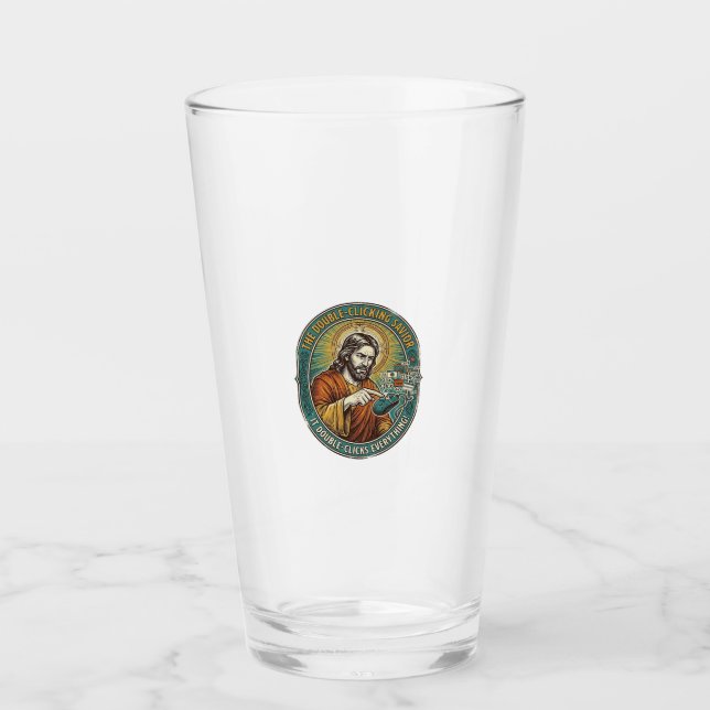 Verre Jésus Souris Double Clic Cassée Bureau IT Tech  (Devant)