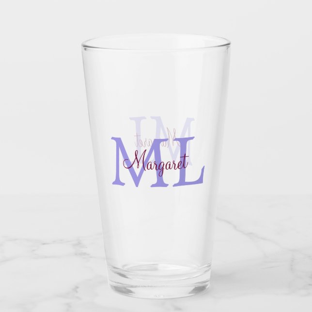 Verre jeté simple minimal ajouter nom monogramme rose ro (Devant)