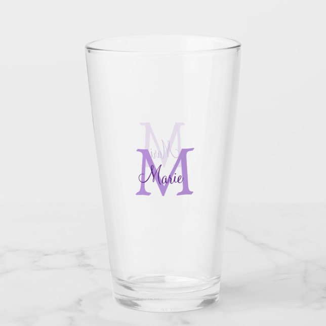 Verre jeté simple minimal ajouter nom monogramme rose ro (Devant)