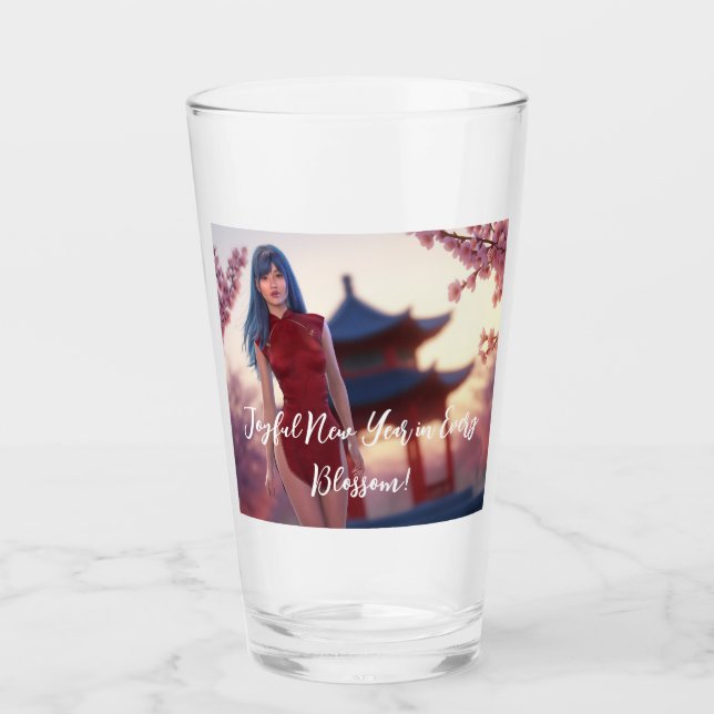 Verre Jeune Cheongsam Beauté Poster pour le Nouvel An ch (Devant)