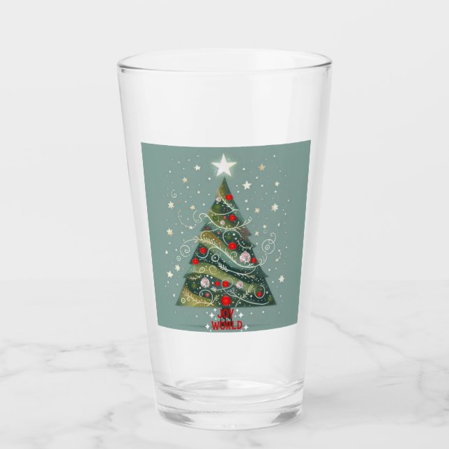 Verre Joie au monde sapin de Noël (Devant)