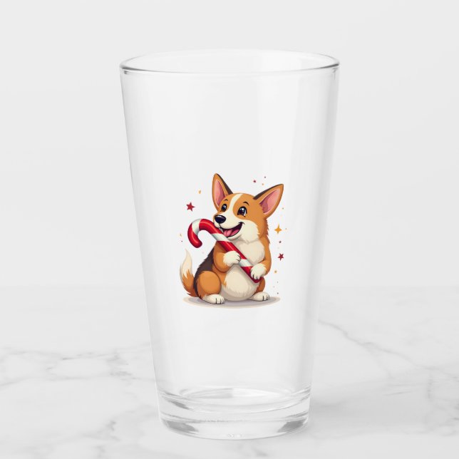 Verre Joie de corgi Candy Cane (Devant)
