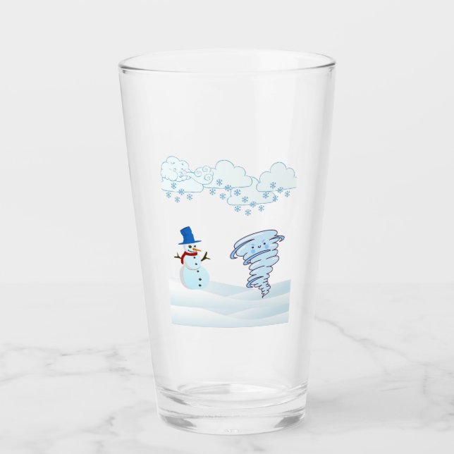 Verre Joli bonhomme de neige et vent d'hiver (Devant)