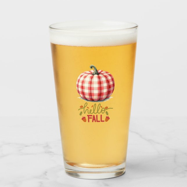 Verre Joli bonjour chute plaid citrouille (Devant (rempli))