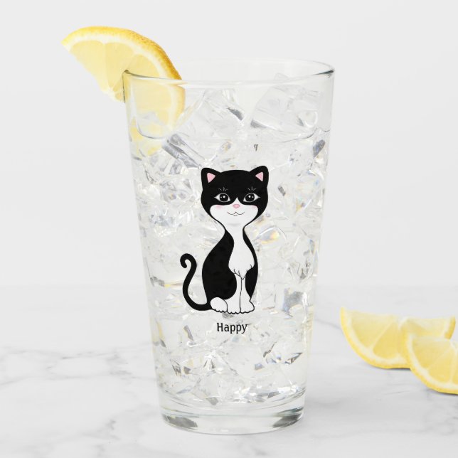 Verre Joli chat en smoking heureux (Devant glace)