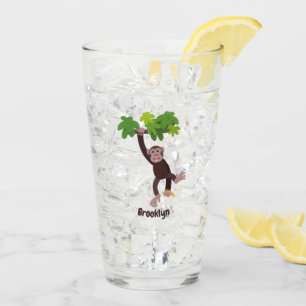 Verre Joli chimpanzé dans la jungle suspendu dessin anim