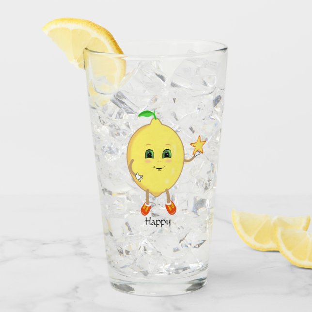 Verre Joli citron tenant une étoile (Devant glace)