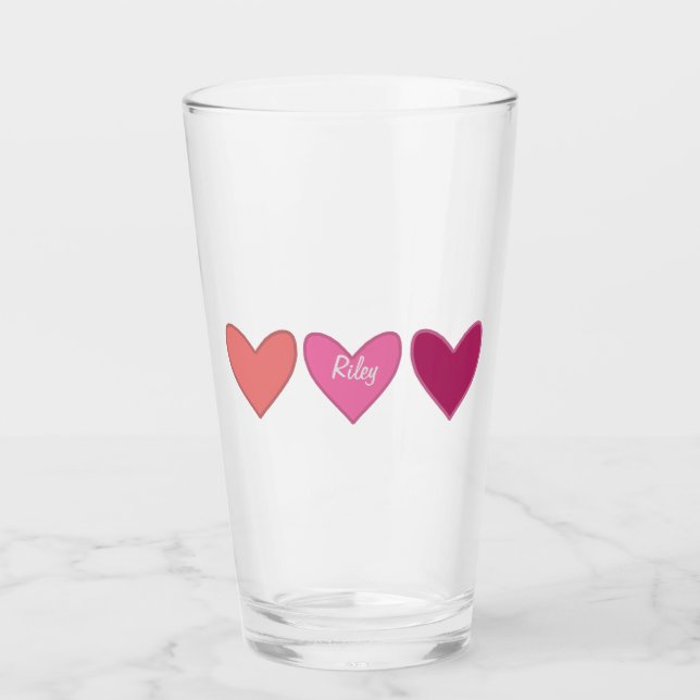 Verre Joli Coeur rose et rose (Devant)
